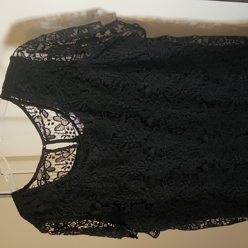 Black Sleeveless Dress with Attached Lacy Coverlet